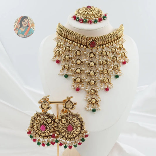 Harpreet Gold Waterfall Necklace Set