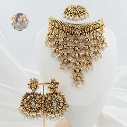 Harpreet Gold Waterfall Necklace Set