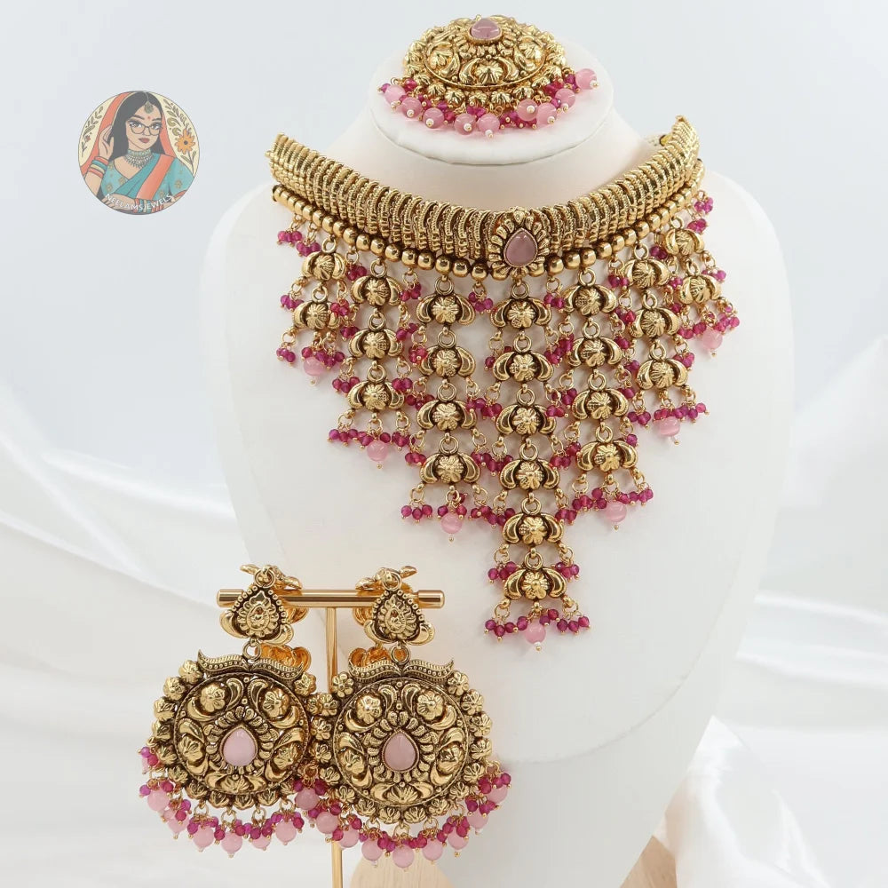 Harpreet Gold Waterfall Necklace Set