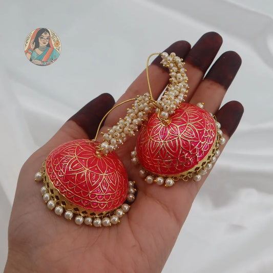 Harpreet Oversized Meenakari Jhumka
