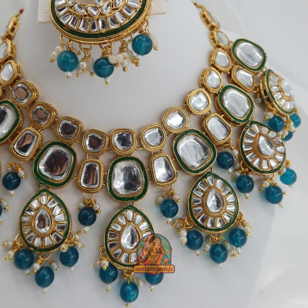 Heeraj Semi Bridal Necklace Set (Blue)