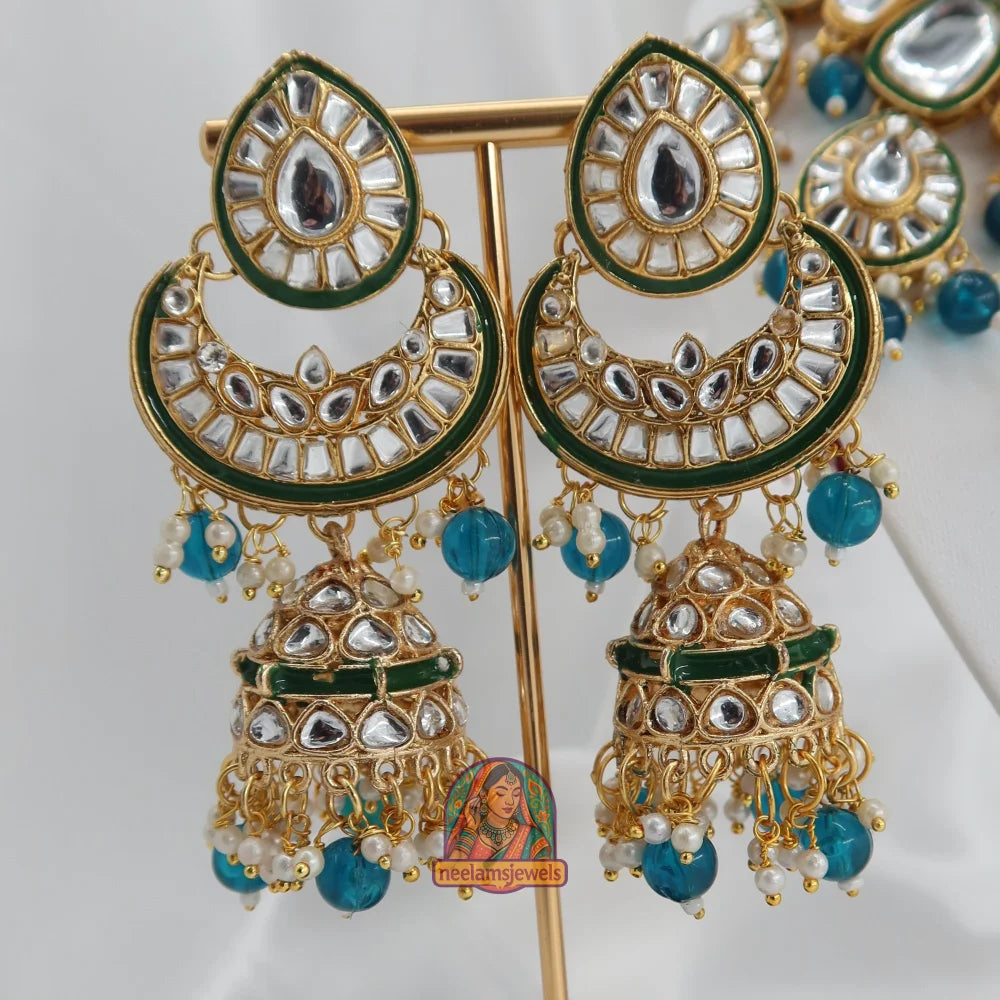 Heeraj Semi Bridal Necklace Set (Blue)
