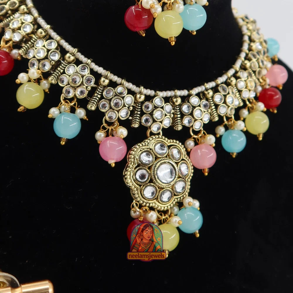 Heeraj Semi Bridal Necklace Set (Blue) (Copy)