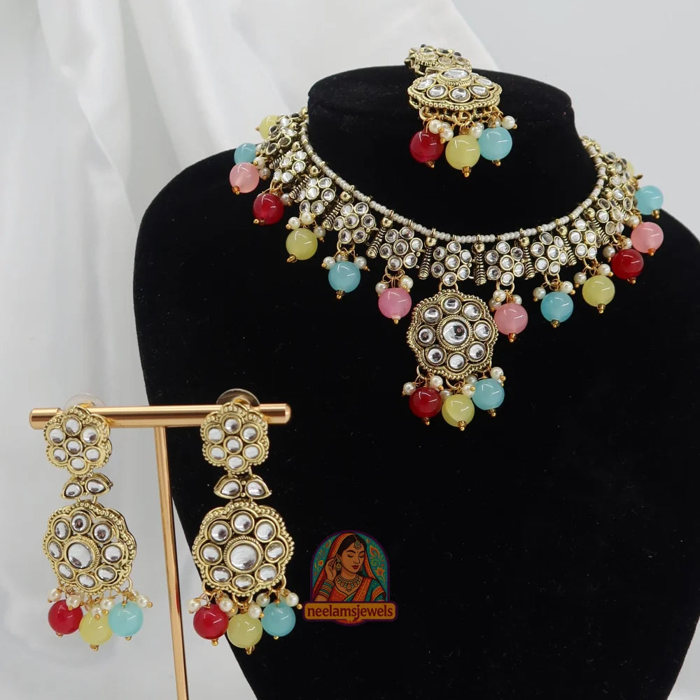 Heeraj Semi Bridal Necklace Set (Blue) (Copy)