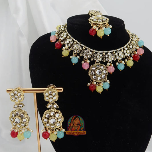 Heeraj Semi Bridal Necklace Set (Blue) (Copy)