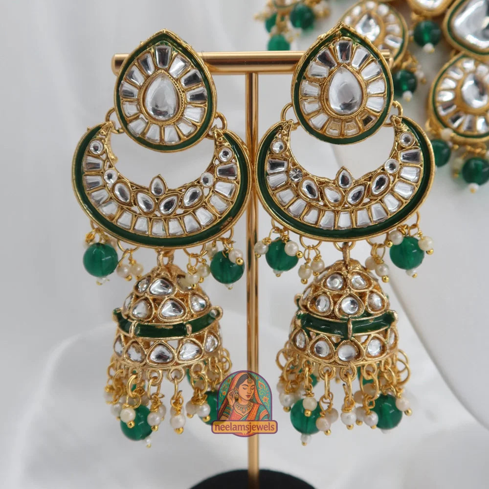Heeraj Semi Bridal Necklace Set (Green)