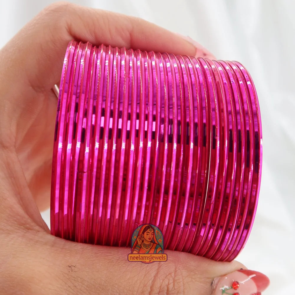 ’Hot Pink’ Metallic Bangle Set