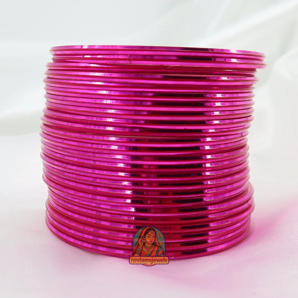 ’Hot Pink’ Metallic Bangle Set