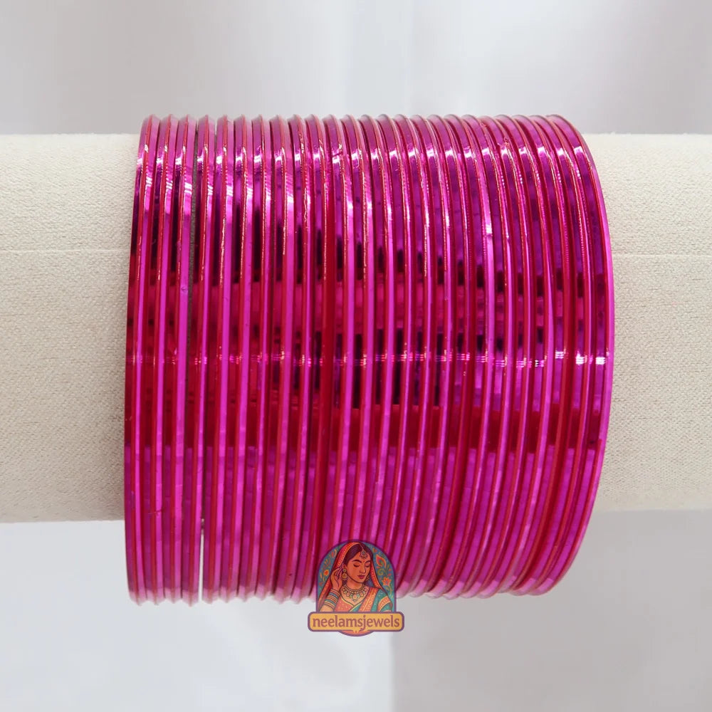 ’Hot Pink’ Metallic Bangle Set