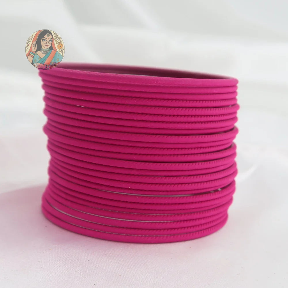 ’Hot Pink’ Plain Matte Bangle Set