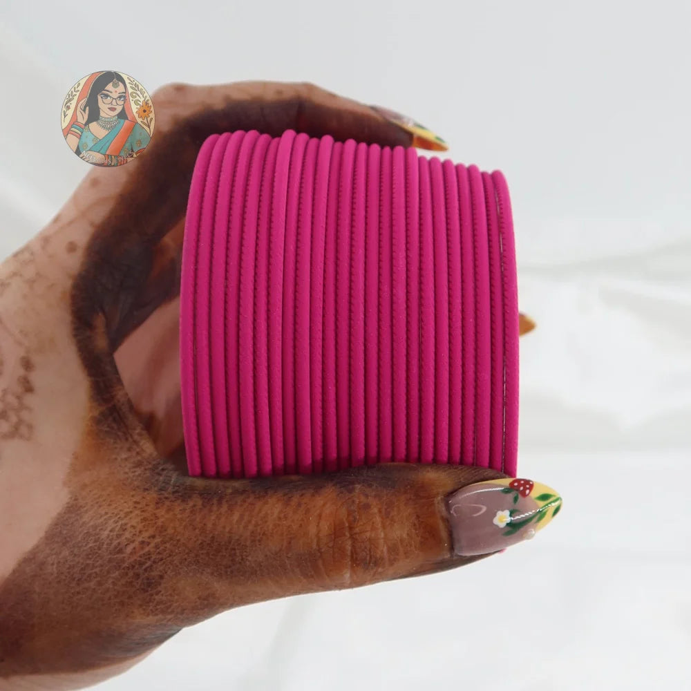 ’Hot Pink’ Plain Matte Bangle Set