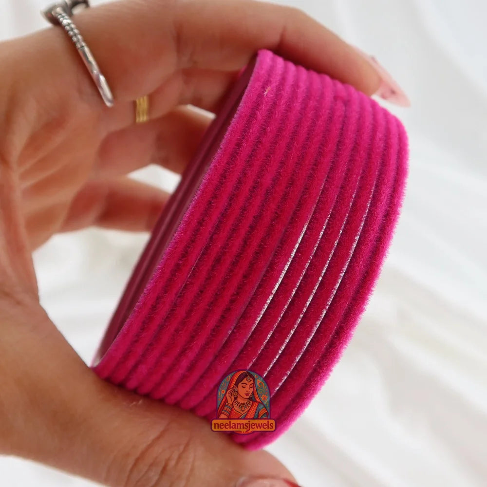 ’Hot Pink’ Velvet Bangle Set 2.10