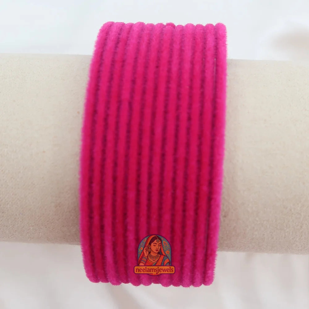 ’Hot Pink’ Velvet Bangle Set 2.10