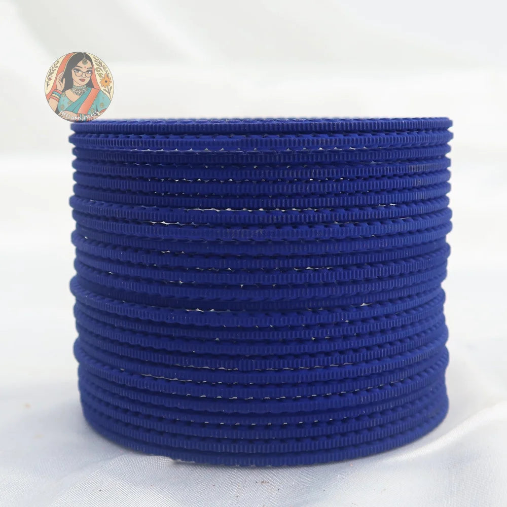 ’Indigo’ Matte Textured Ridged Bangle Set