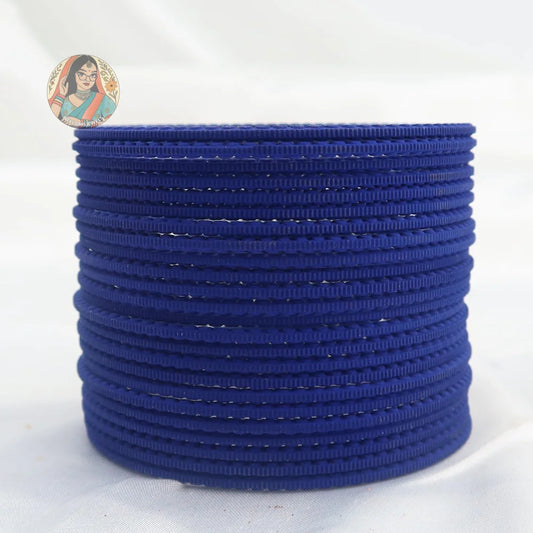 ’Indigo’ Matte Textured Ridged Bangle Set