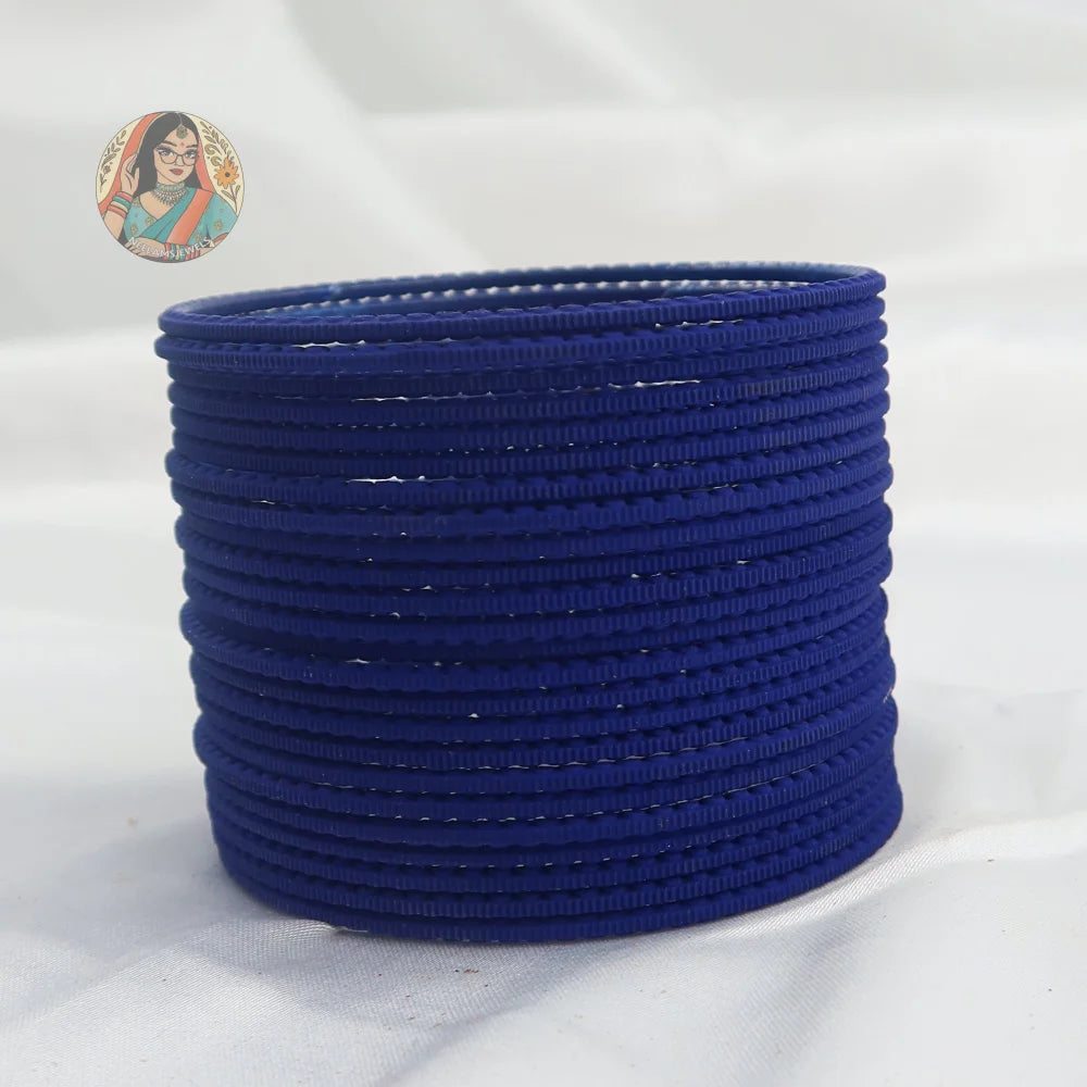 ’Indigo’ Matte Textured Ridged Bangle Set