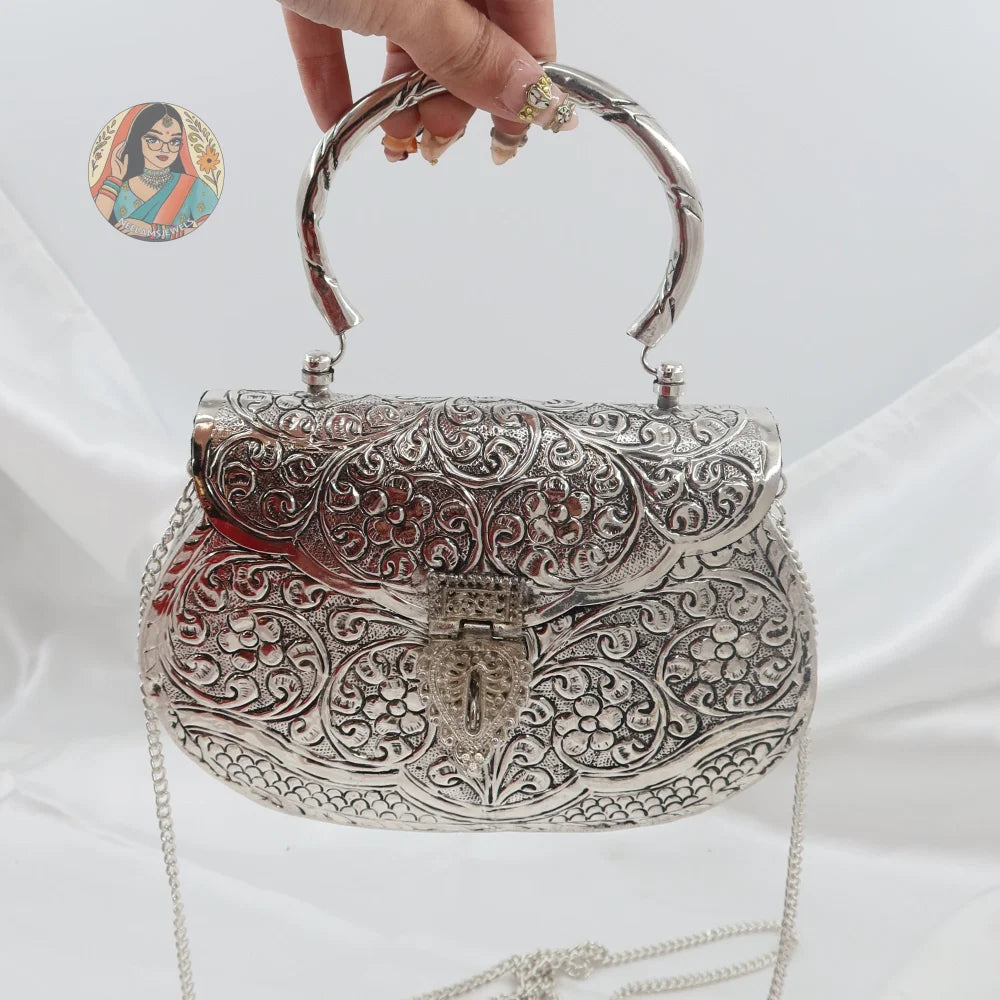 Jahnavi - Metal Handbag - Silver