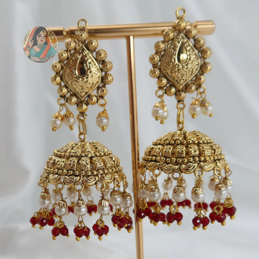 Jasleen Jhumka Tikka Set (Red)