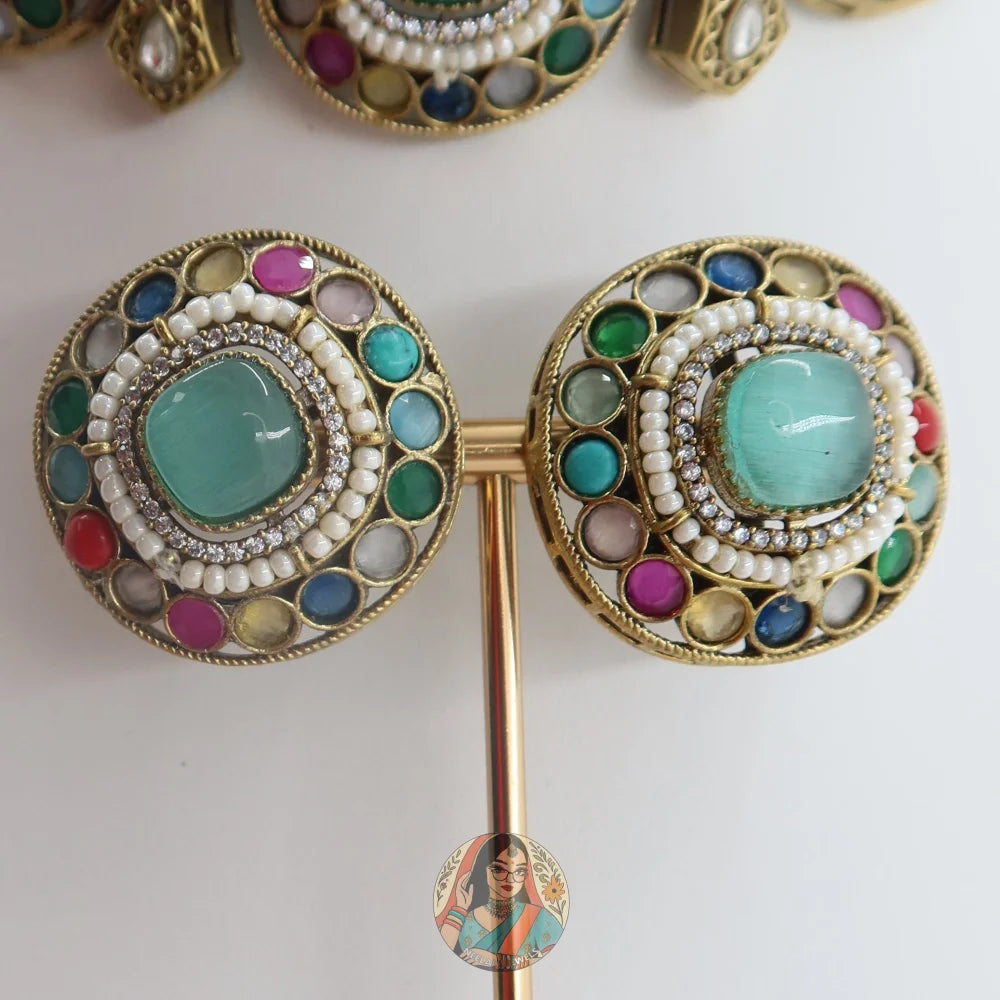 Jasmeen Choker Necklace Set (Blue)