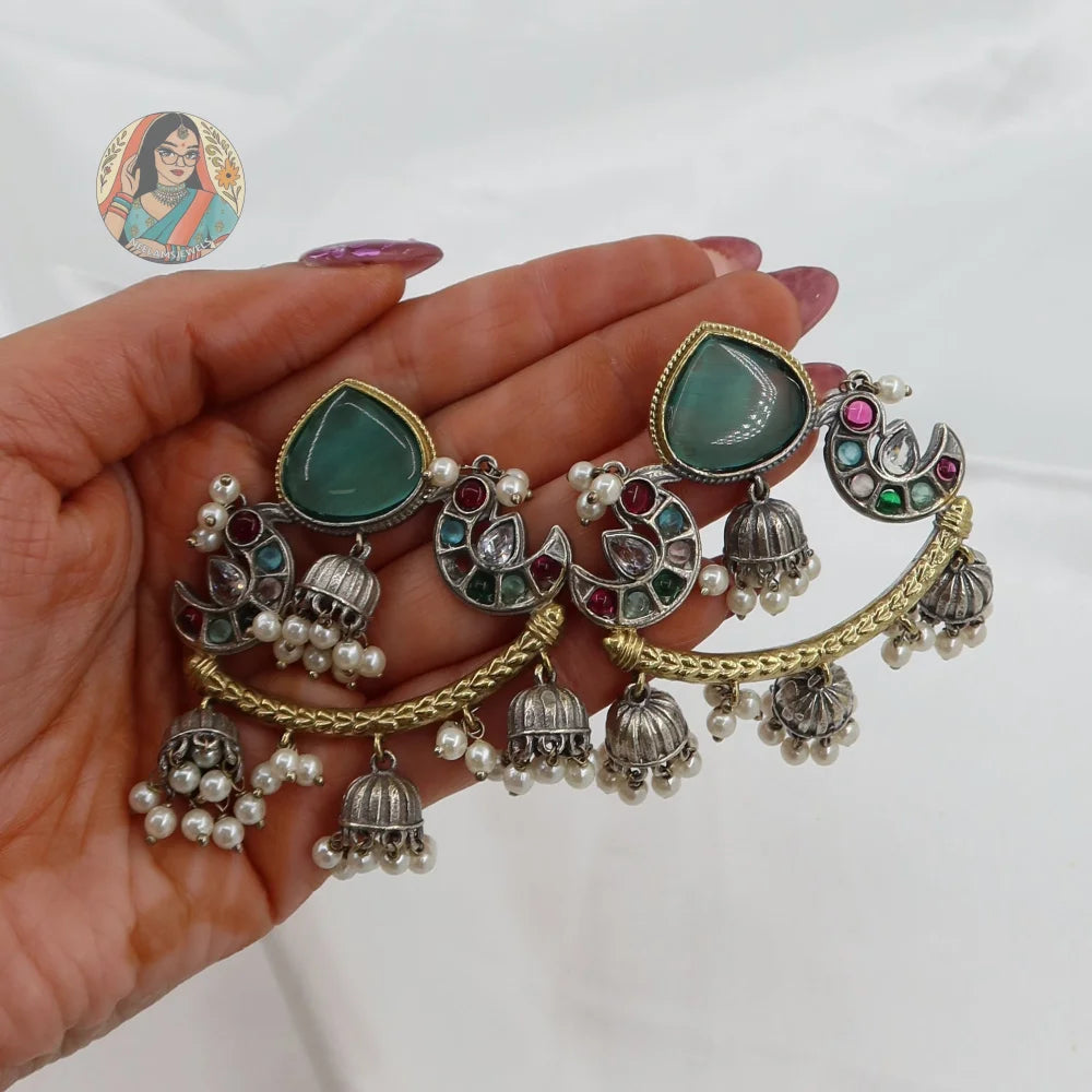 Kajal Dual Tone Earrings - A