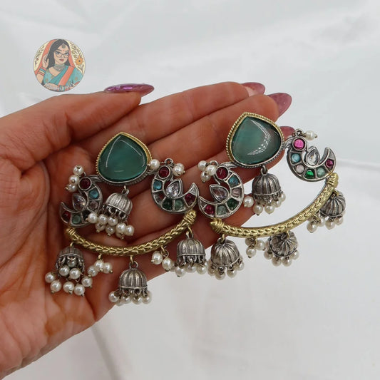 Kajal Dual Tone Earrings - A