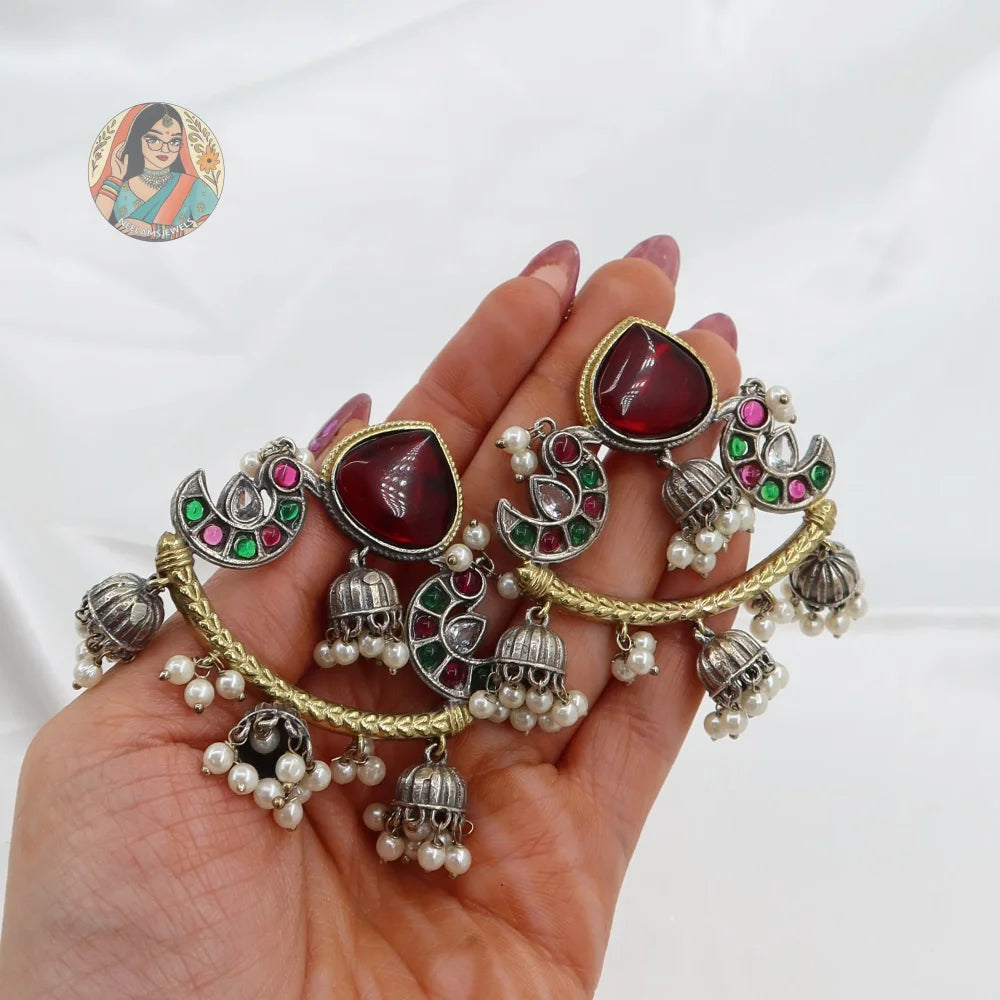 Kajal Dual Tone Earrings - B