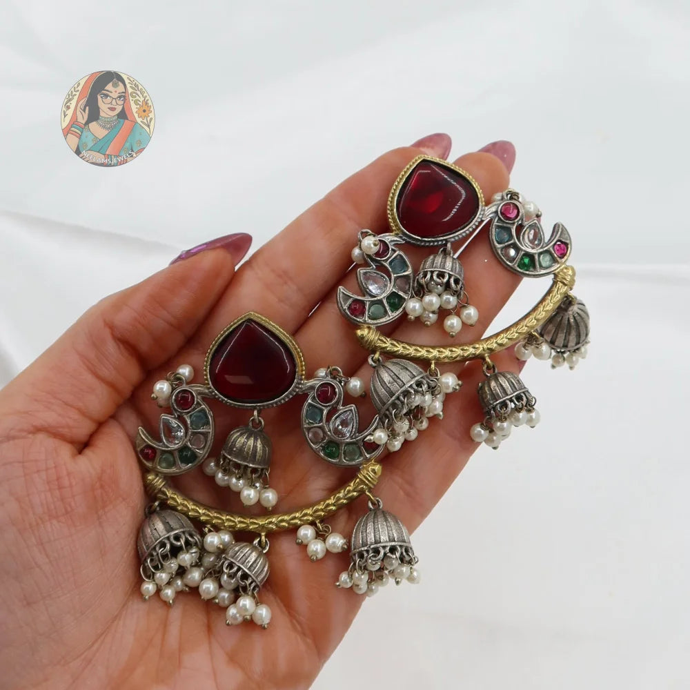 Kajal Dual Tone Earrings - C