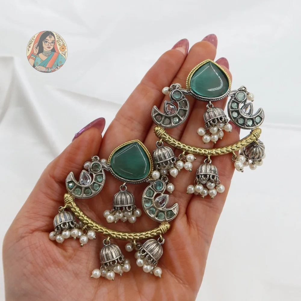 Kajal Dual Tone Earrings - D