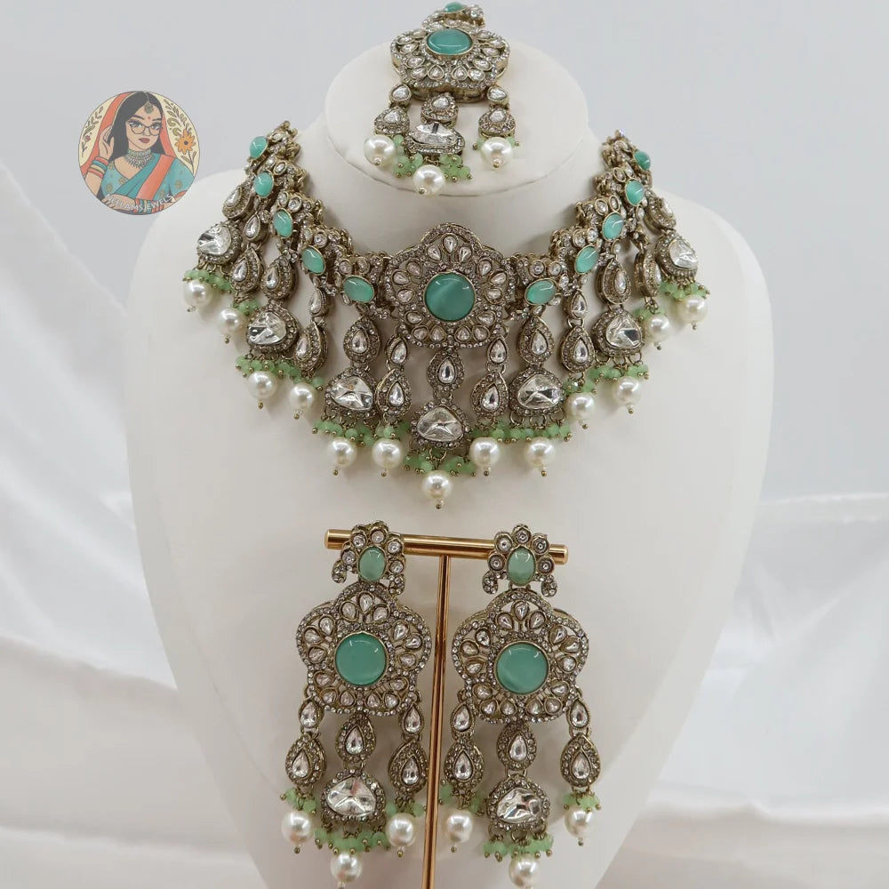 Karishma Necklace Set (Baby Blue)