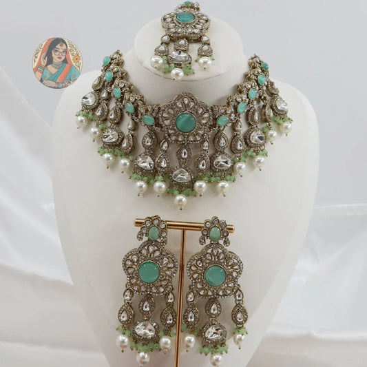 Karishma Necklace Set (Baby Blue)
