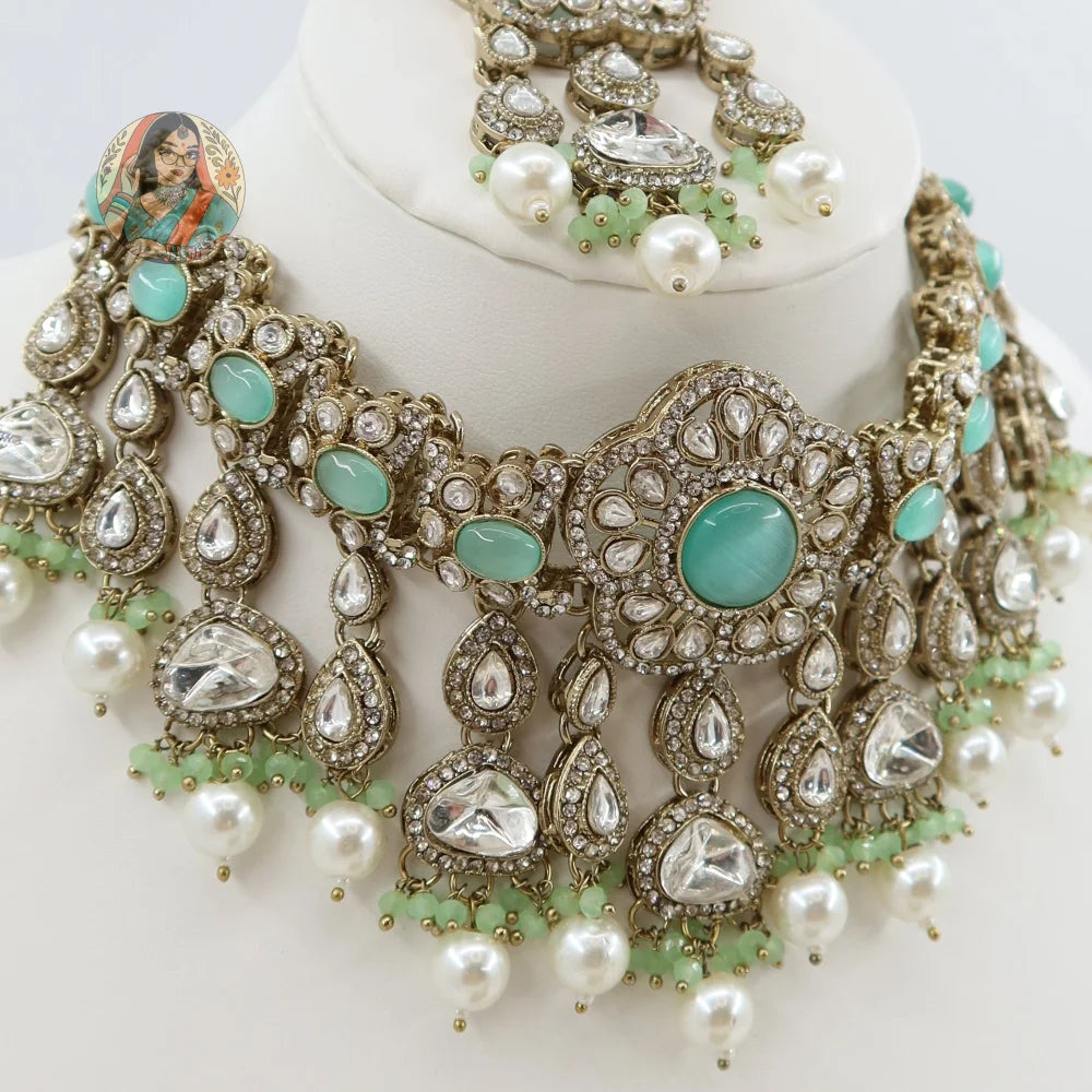 Karishma Necklace Set (Baby Blue)