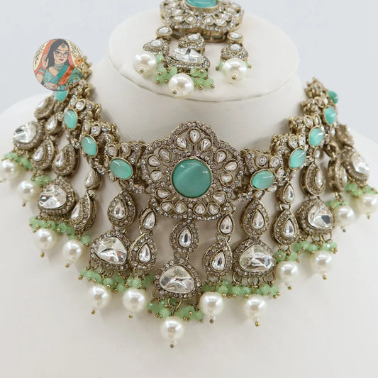 Karishma Necklace Set (Baby Blue)