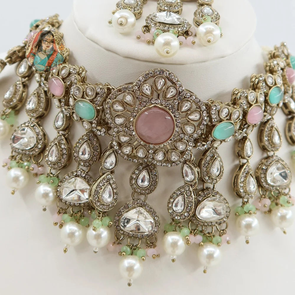 Karishma Necklace Set (Pink & Baby Blue)