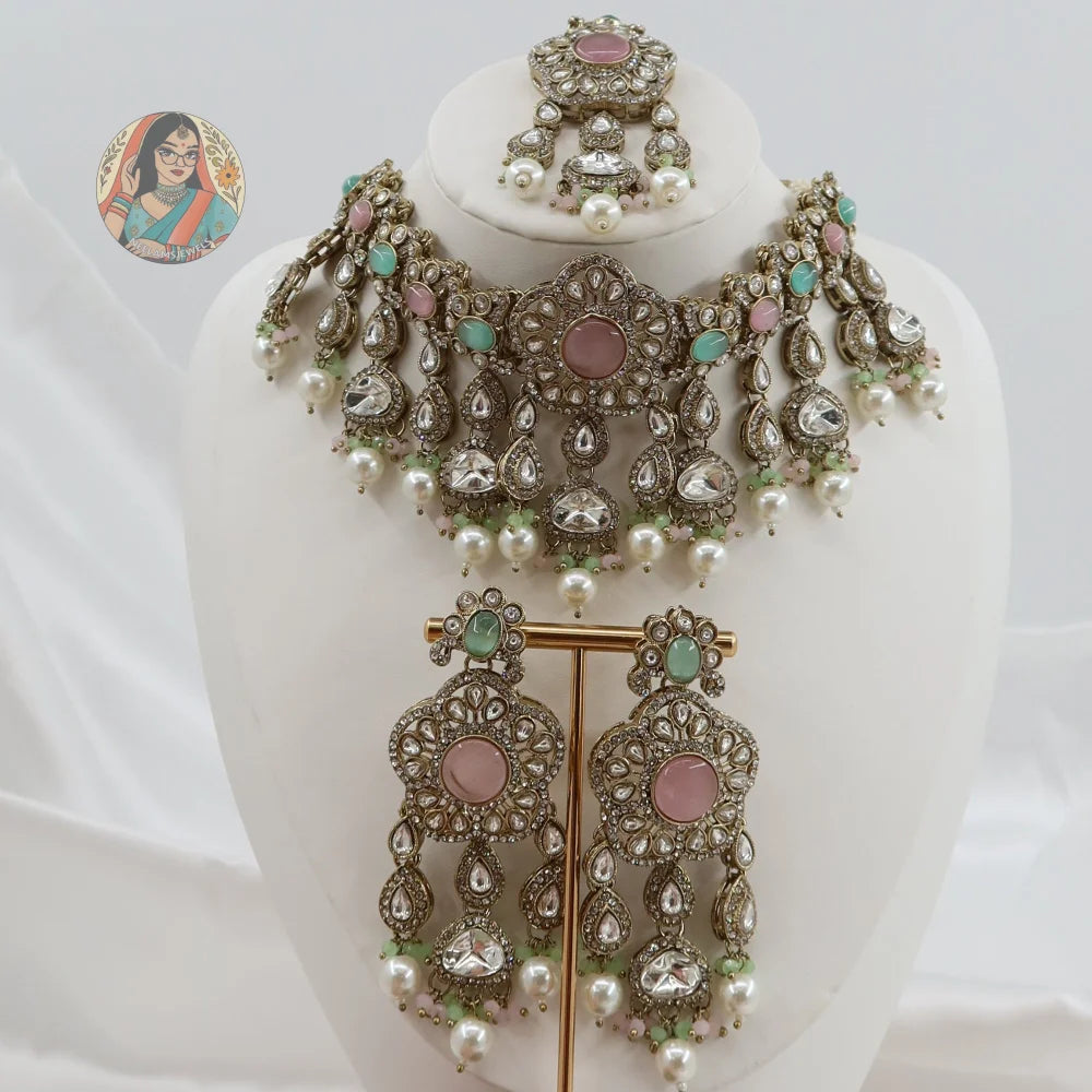 Karishma Necklace Set (Pink & Baby Blue)