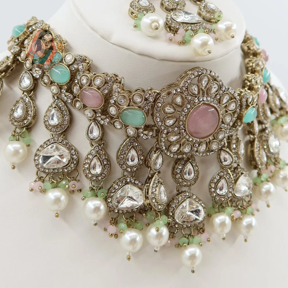 Karishma Necklace Set (Pink & Baby Blue)