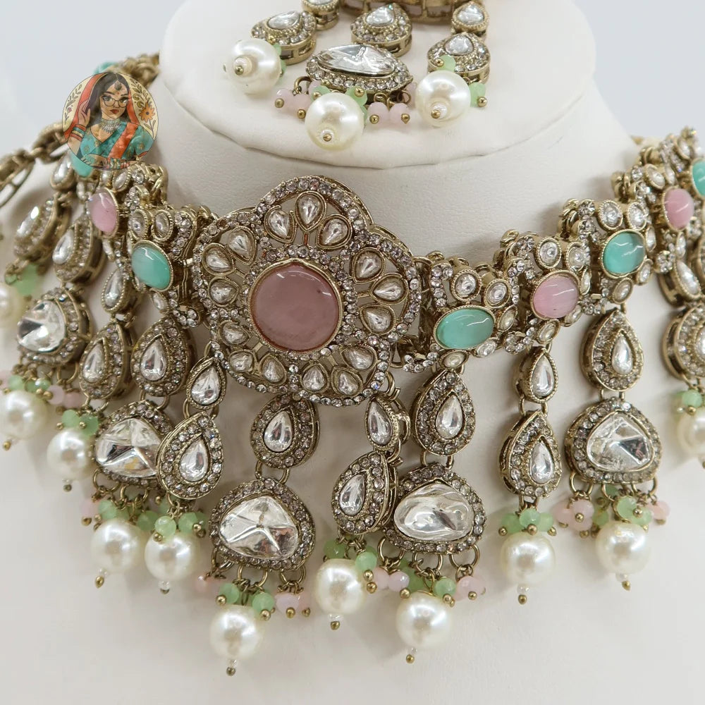 Karishma Necklace Set (Pink & Baby Blue)