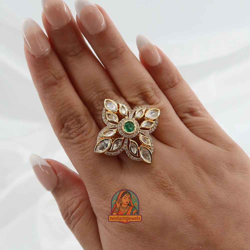Khushaali Flora Ring Green