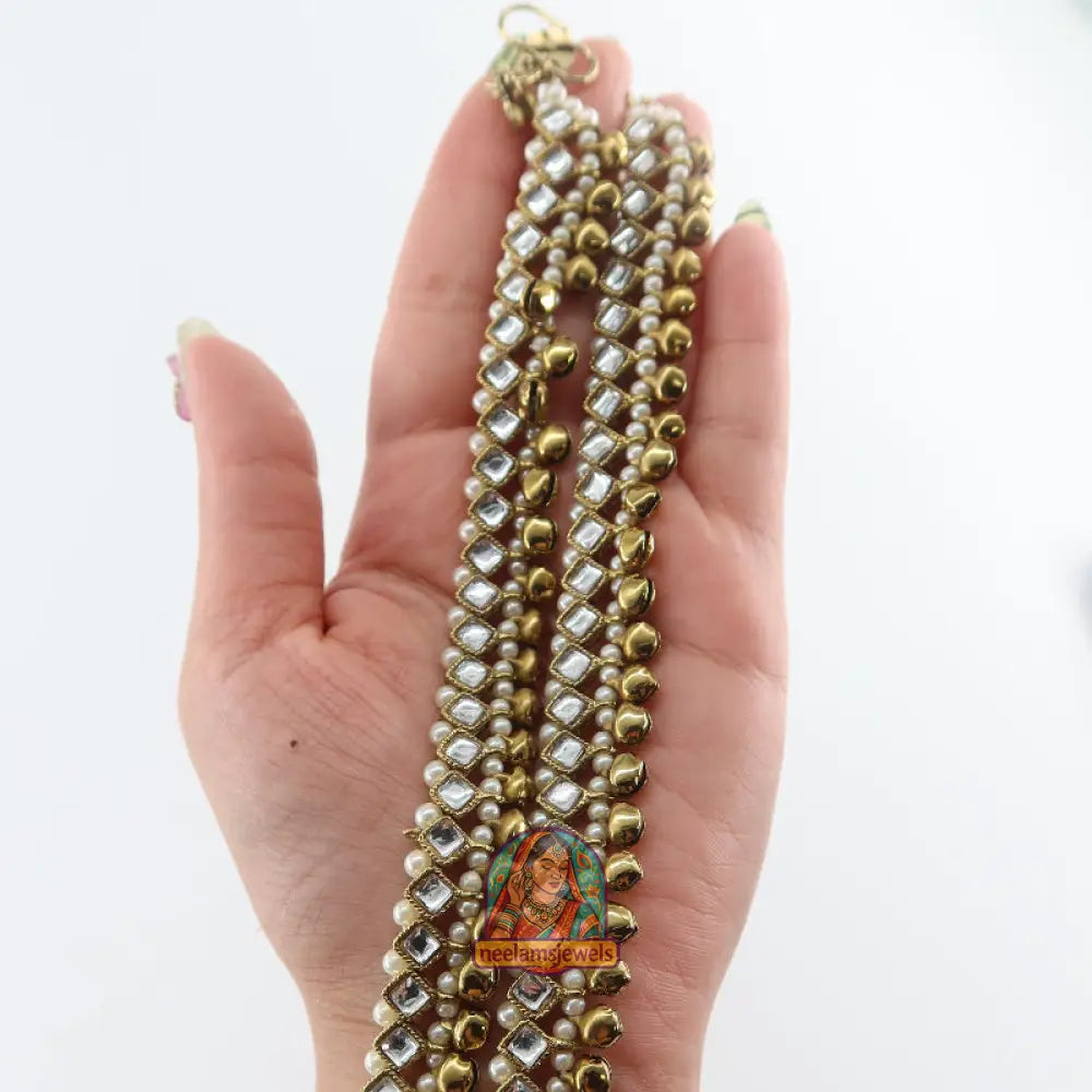 Kundan Pearl Jhumki Anklet (White)