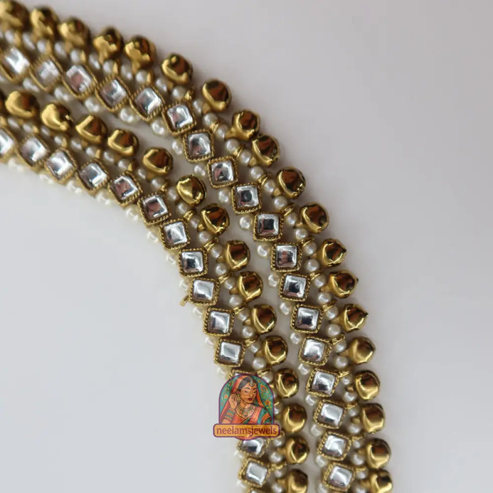 Kundan Pearl Jhumki Anklet (White)
