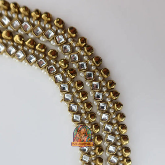 Kundan Pearl Jhumki Anklet (White)