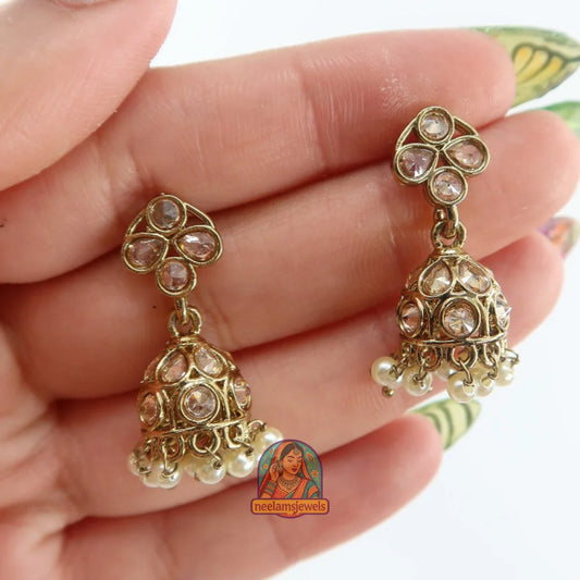 Kundan Pearl Mini Jhumki