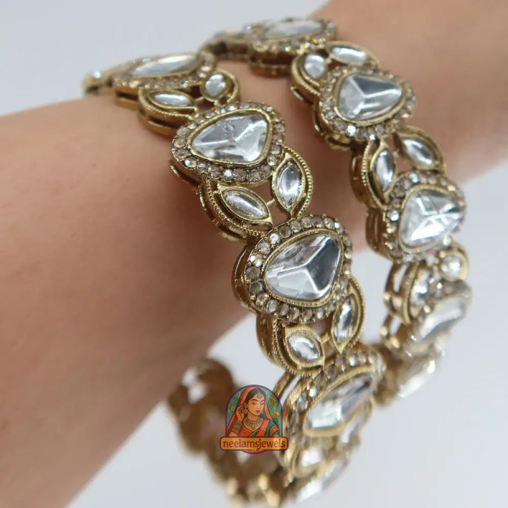 Kundan Tri-Cut Bangles