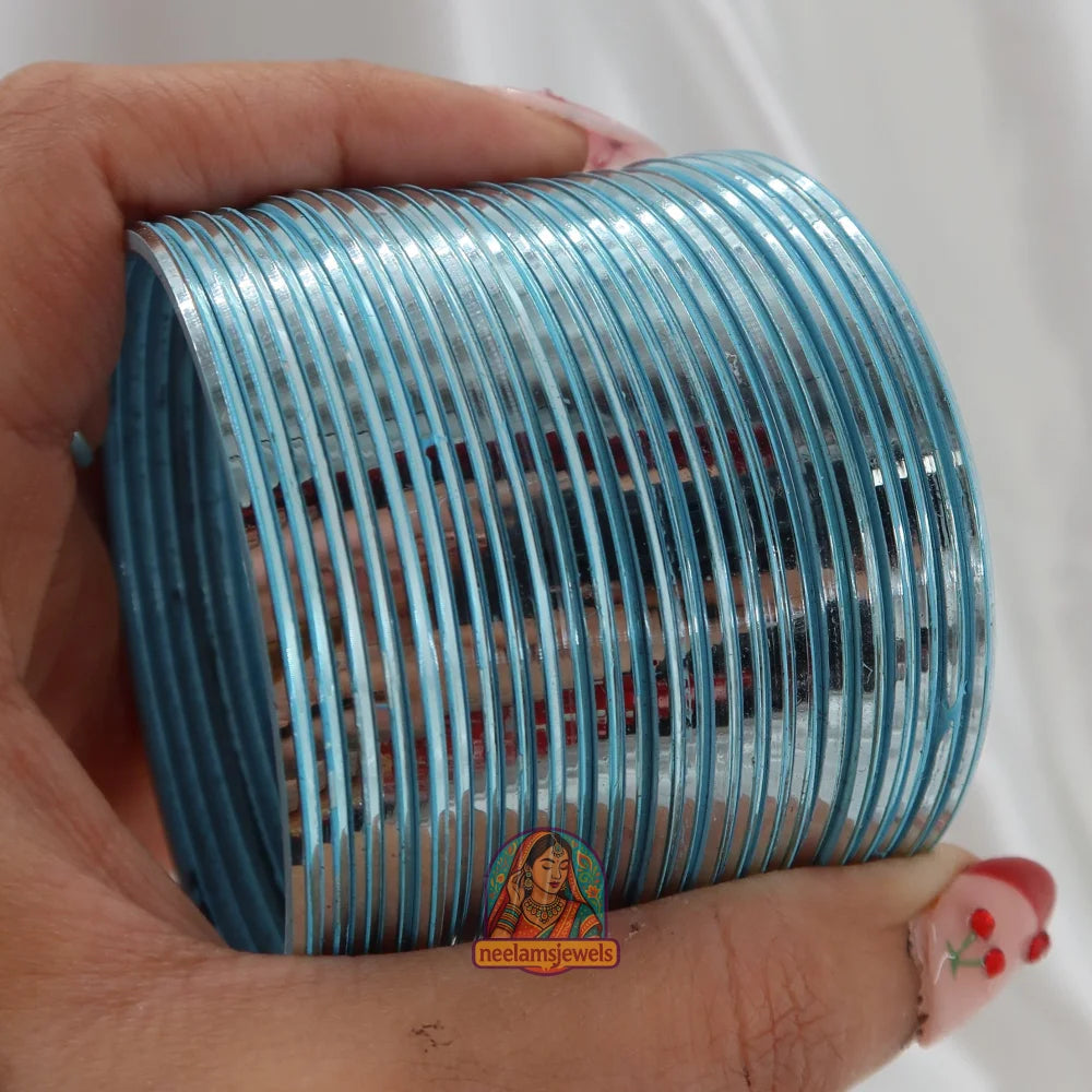 ’Light Blue’ Metallic Bangle Set