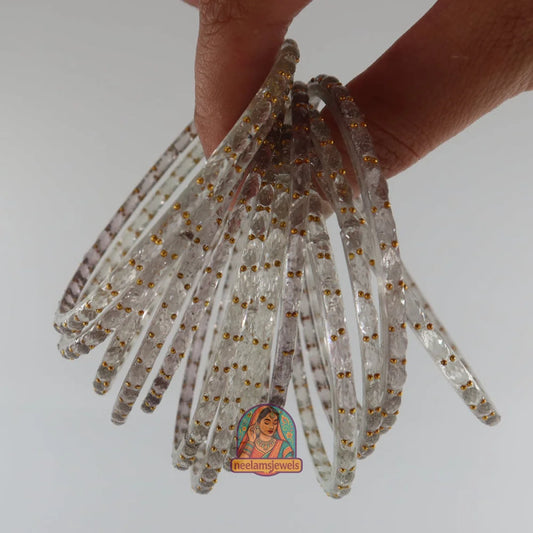 ’Light Gray’ Crystal Cut Glass Bangle Set