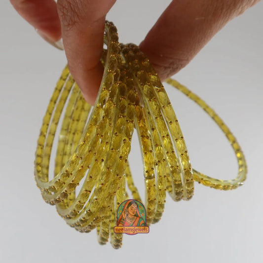 ’Light Olive’ Crystal Cut Glass Bangle Set