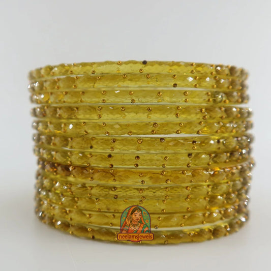’Light Olive’ Crystal Cut Glass Bangle Set