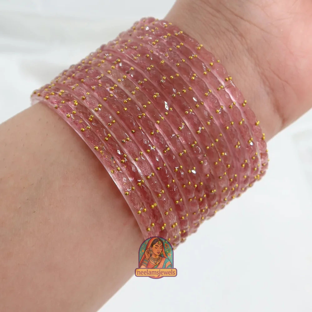 ’Light Periwinkle’ Crystal Cut Glass Bangle Set