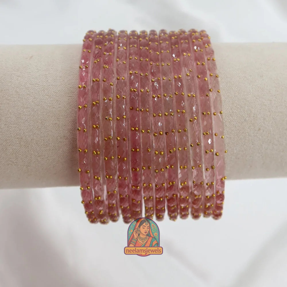 ’Light Periwinkle’ Crystal Cut Glass Bangle Set
