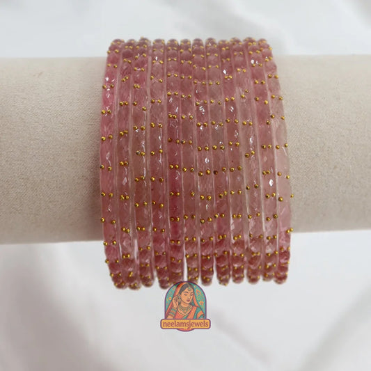 ’Light Periwinkle’ Crystal Cut Glass Bangle Set