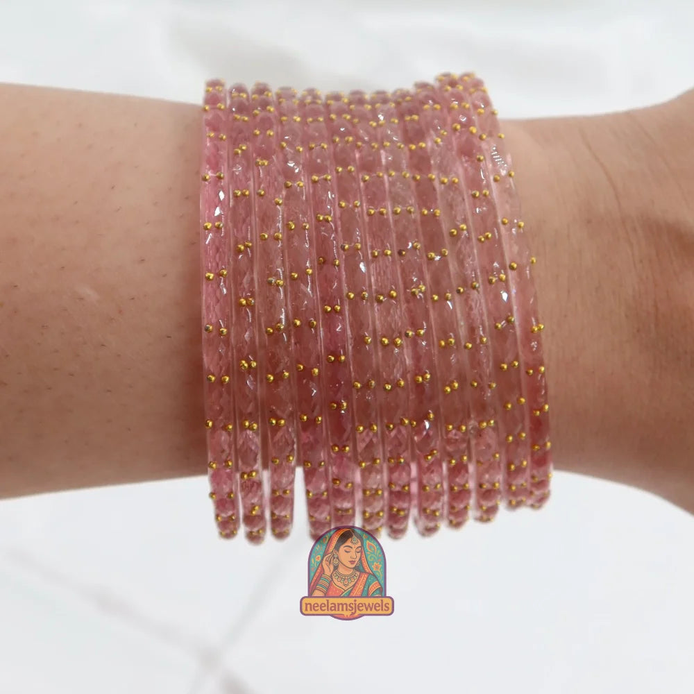 ’Light Periwinkle’ Crystal Cut Glass Bangle Set
